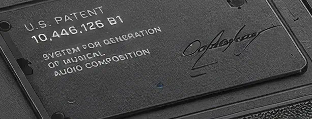 Engraved patent plate: U.S. Patent 10,446,126 B1 — System for Generation of Musical Audio Composition