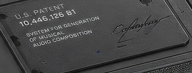Engraved patent plate: U.S. Patent 10,446,126 B1 — System for Generation of Musical Audio Composition